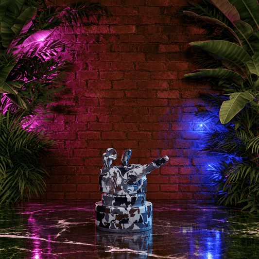 Aircraft Carrier Cannon Grinder & Pipe ComboTactical Operator Cannon Grinder & Pipe ComboDecorative grinder on a table with a brick wall and neon light in the background