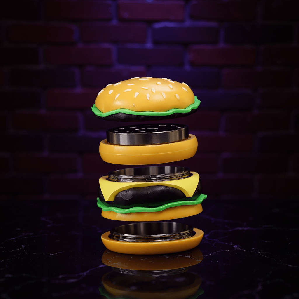 Cheese Burger Herb Grinder - 4 Layer Burger Shape Crusher. Cheese Burger Herb Grinder - 4 - piece herb grinder