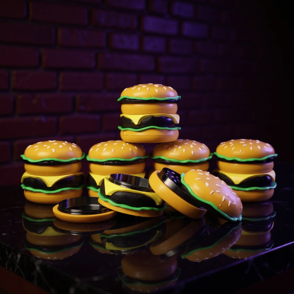 Cheese Burger Herb Grinder - 4 Layer Burger Shape Crusher. Cheese Burger Herb Grinder Multiple burger