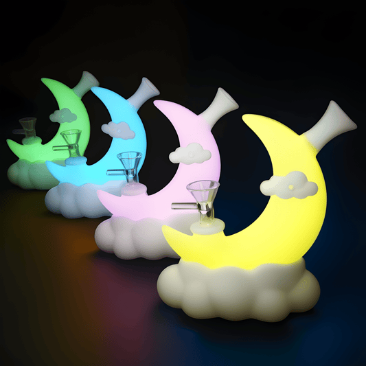 Turn your next session into a celestial vibe, bong with soft cloud base and glass bowl blends art