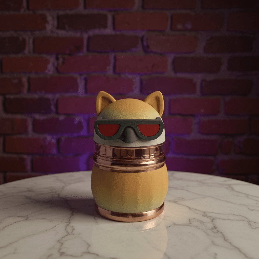 Cool Cat Herb Grinder – 4 - Layer Herb & Spice CrusherCool Cat Grinder – 4 Layer Herb & Spice CrusherYellow cat herb grinder with red sunglasses – 4 - piece metal grinder