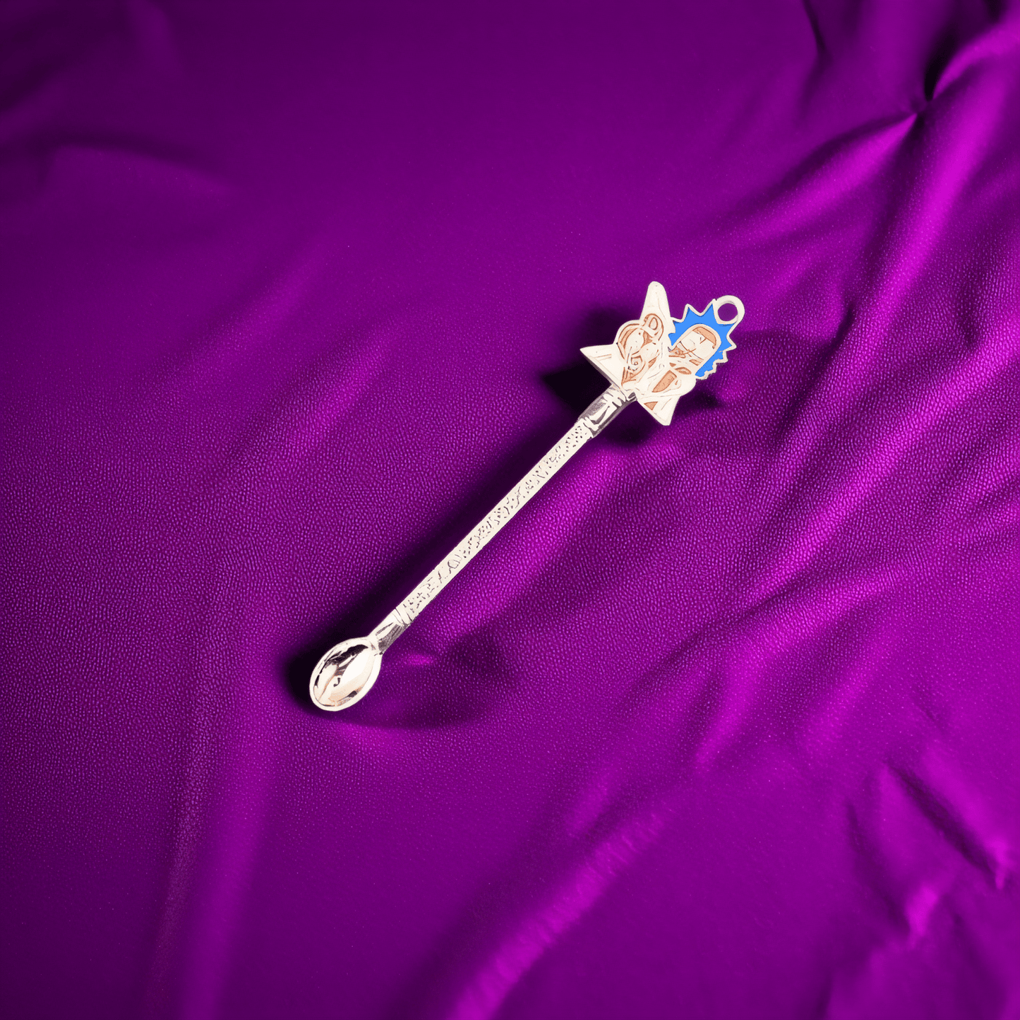 Cosmic Duo Mini Spoon Set - Silver mini spoon with crystal scoop and cartoon space star topper