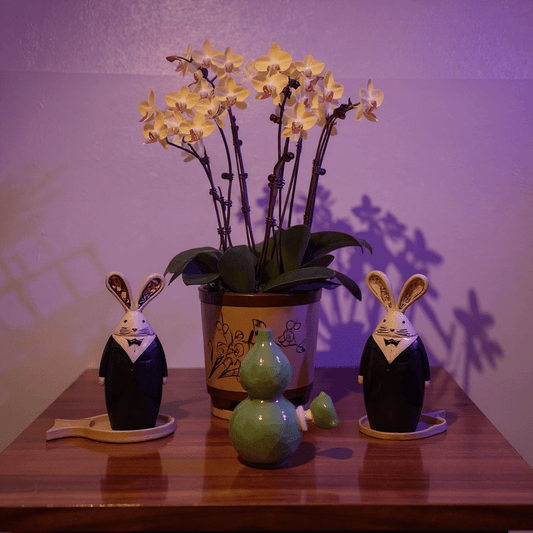Ice - Crack Green Celadon Gourd Porcelain BongIce - Crack Green Celadon Gourd Porcelain Bong with glass bowl is placed on a wooden surface.