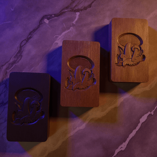 Mushroom Carved Wooden Tobacco Box – Psychedelic Herb Stash CaseSet of three engraved mushroom wooden boxes,