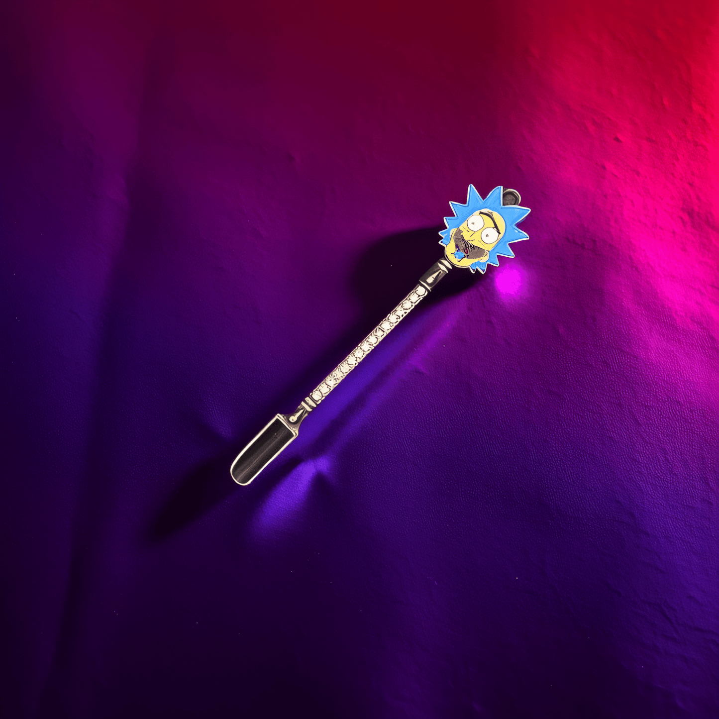 Portal Pal Dab Tool SetBlack mini herb shovel with blue spiky - haired cartoon character – sleek 3.5” scoop