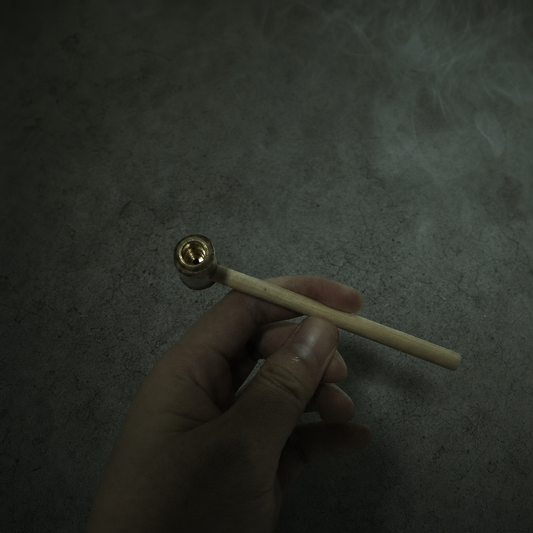 Natural Bamboo Smoking Pipe with Brass Bowl – Classic Pocket Pipe
