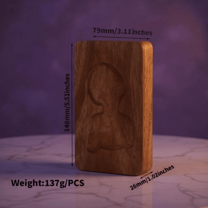Alien Wooden Tobacco Box – Hand - Carved Secret Herb KeeperAlien wooden box with size dimensions shown, handcrafted