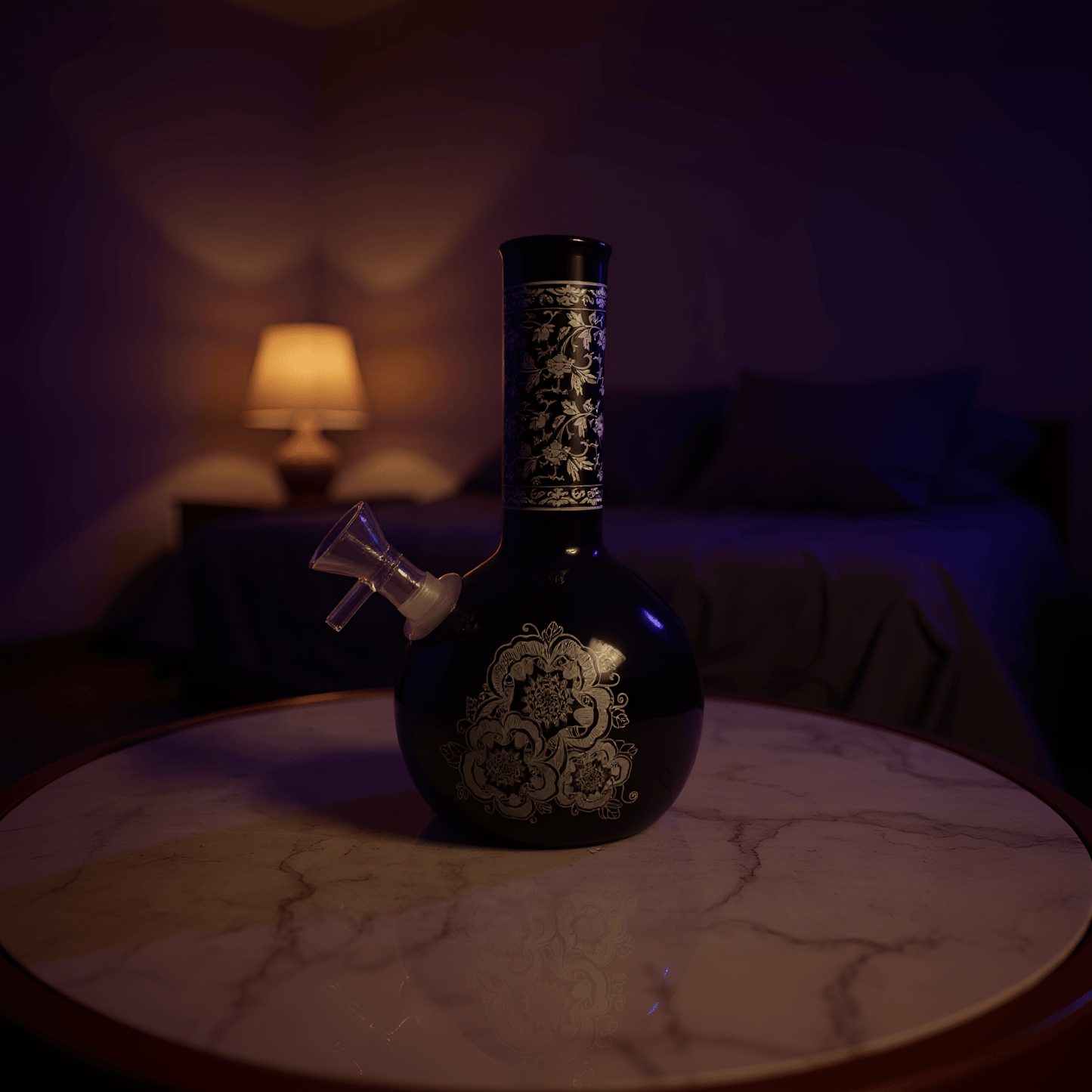 Baroque Bloom Ceramic Bong – 8" Ornate Floral Water PipePorcelain - inspired bong with ceramic texture and botanical art