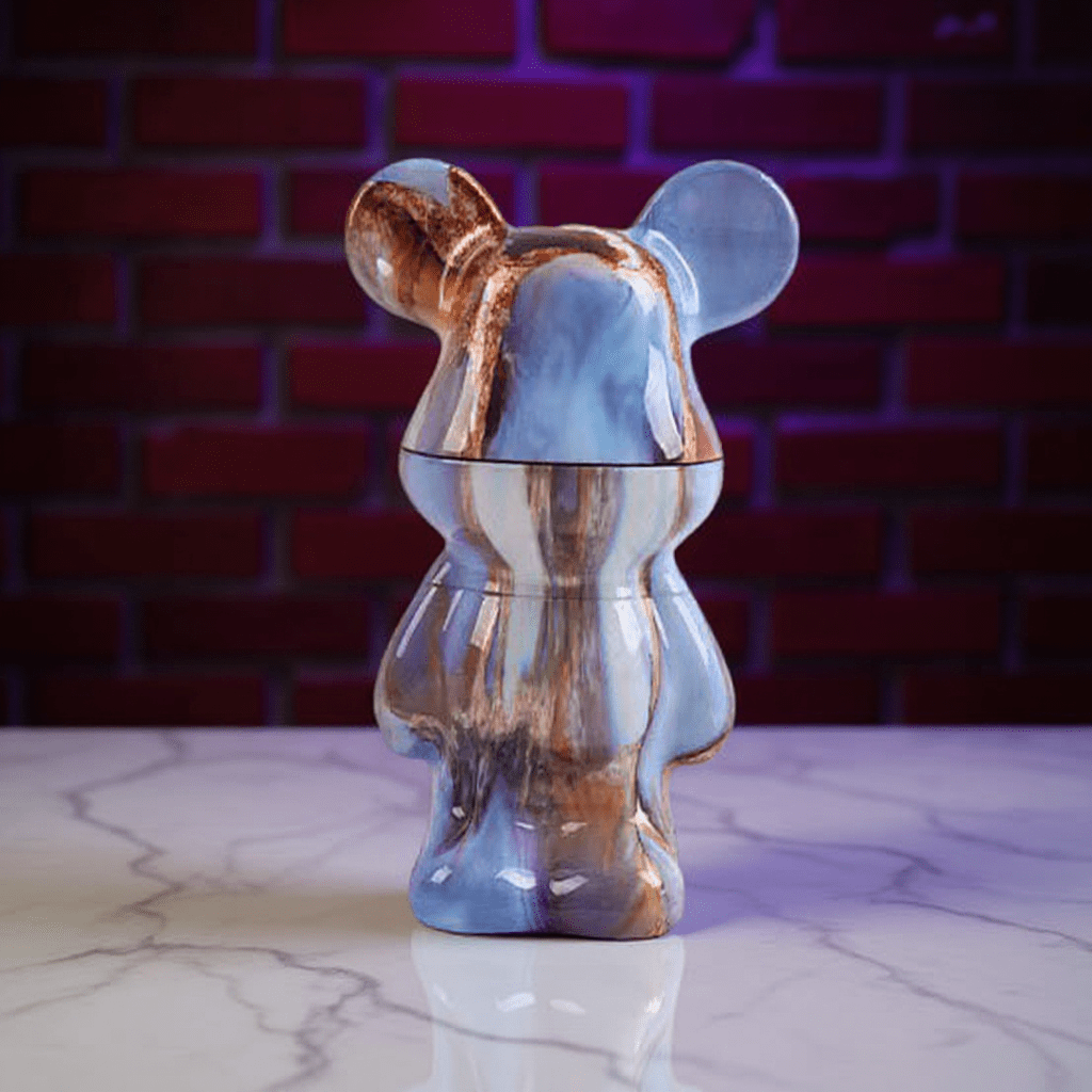 Bear Sculpture Herb Grinder - Decorative herb grinder resembling a bear with marble - like finish and rose gold accents