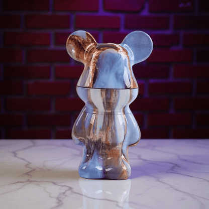 Bear Sculpture Herb Grinder - Decorative herb grinder resembling a bear with marble - like finish and rose gold accents