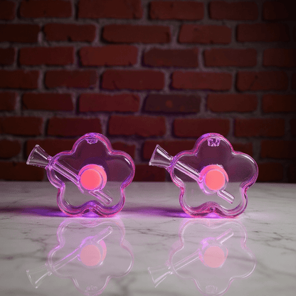 Bloom Puff Glass Bong - Cute bong for girlsBloom Puff Glass Water Pipe. Set of two transparent flower hand pipes