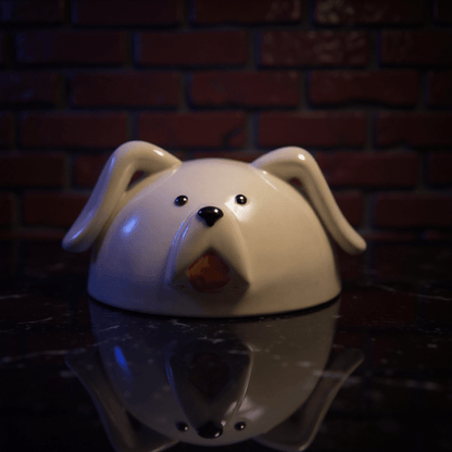 Cute Ceramic Dog Herb Grinder - Cute dog head lid with floppy ears for dog - shaped herb grinder.
