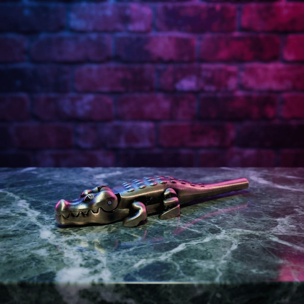 Gator Smoking Pipe – Alligator Metal Pipe | 4 Colorsgold alligator smoking pipe
