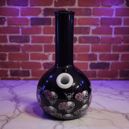 Gothic Skull Rose Ceramic Bong - patterned Qinghua porcelain bongs