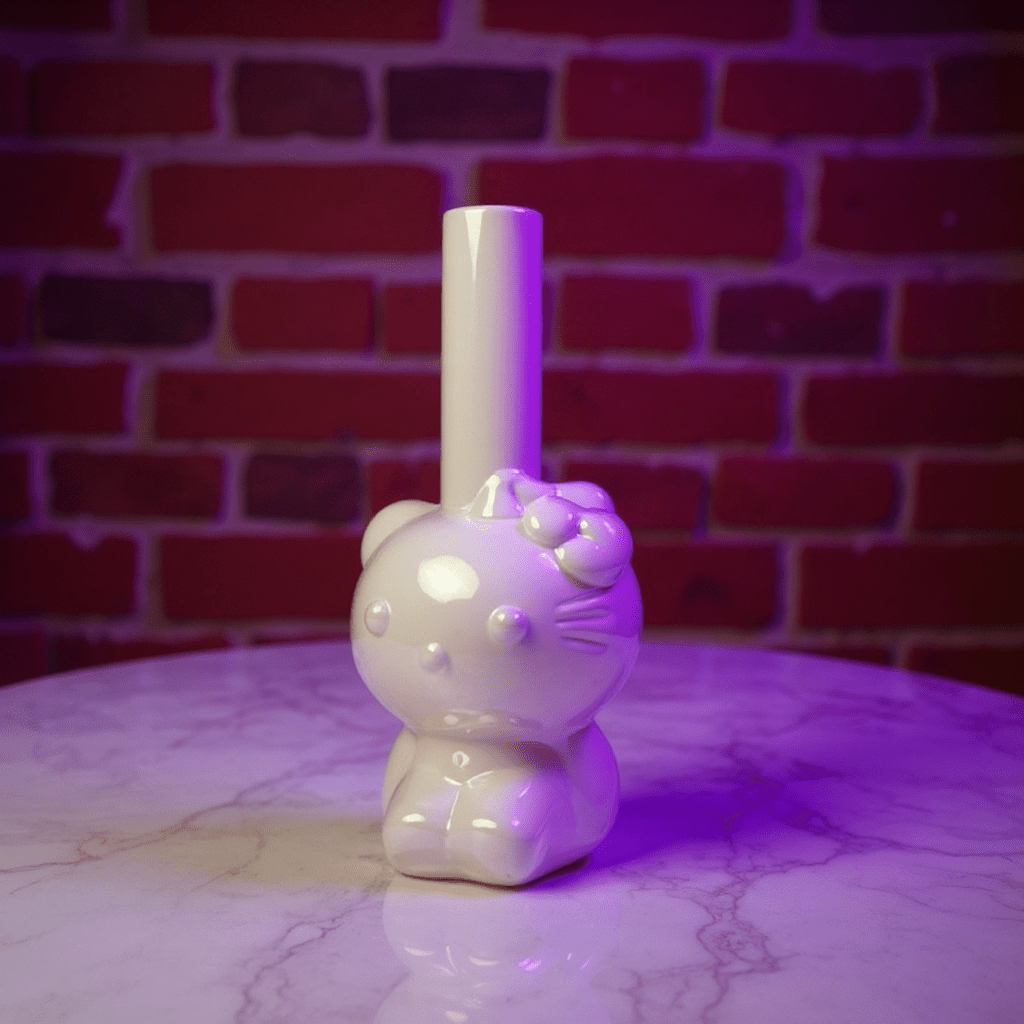 Hello Glow Mini Bong – Cute Style with Crystal Glass. Hello Glow Water Pipe, Hello Kitty - style glass bong