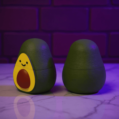 Kawaii Avocado Herb Grinder – 3D Cute Foodie 🍃Crushertwo herb avocado shape herb grinder. Front view and back view