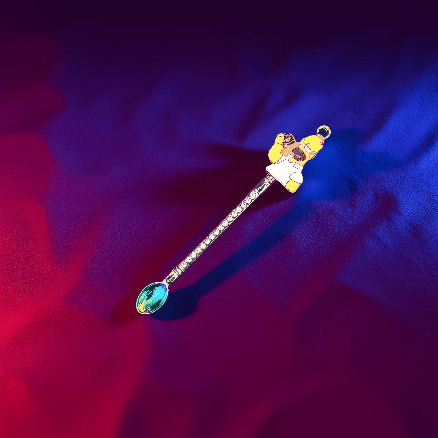 Munchie Master Mini Spoon SetMini herb spoon with rainbow gemstone scoop and donut guy handle – 3.5” tool for spice scooping