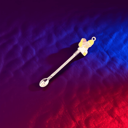 Munchie Master Mini Spoon SetSilver mini herb spoon with clear gemstone scoop and enamel donut character handle