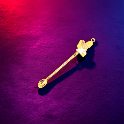 Munchie Master Mini Spoon SetGolden mini spoon with yellow gemstone and donut character handle – ideal for scooping herbs