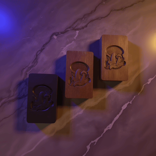Mushroom Carved Wooden Tobacco Box – Psychedelic Herb CaseDark walnut wood stash box engraved with mystical mushroom design