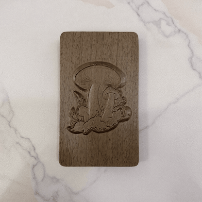 Mushroom Carved Wooden Tobacco Box – Psychedelic Herb Stash CaseMid - tone walnut wood stash box for tobacco