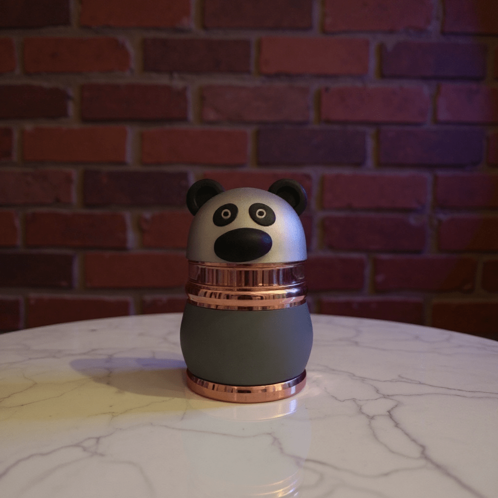 Panda Pop Herb Grinder – Cute, High Quality 4 - Piece CrusherPanda Pop Grinder – 4 - Layer Herb & Spice CrusherCute panda - shaped herb grinder with rose gold accent ring