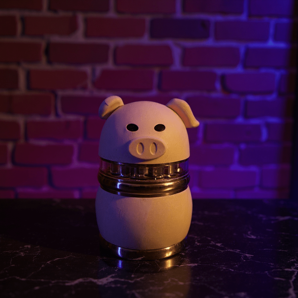 Piggy Puff Grinder – 4 - Layer Herb & Spice CrusherPiggy Puff Grinder – 4 - Layer Herb & Spice CrusherCute pig - shaped herb grinder with rose gold accent and playful design