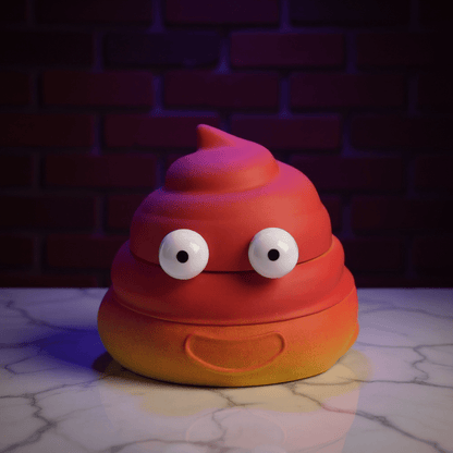 poop emoji shaped grinder - Sh*t Face Herb Grinderpoop emoji shaped grinderBright red and orange poop grinder with a mischievous face and round cartoon eyes.