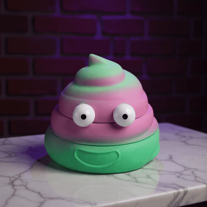 poop emoji shaped grinder - Sh*t Face Herb Grinderpoop emoji shaped grinderPink and yellow poop - shaped herb grinder with big eyeballs, glowing softly in a cozy room.