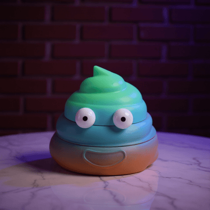 poop emoji shaped grinder - Sh*t Face Herb Grinderpoop emoji shaped grinder - Cute poop emoji grinder in a blue - to - orange gradient, with silly eyes and a smirking face.