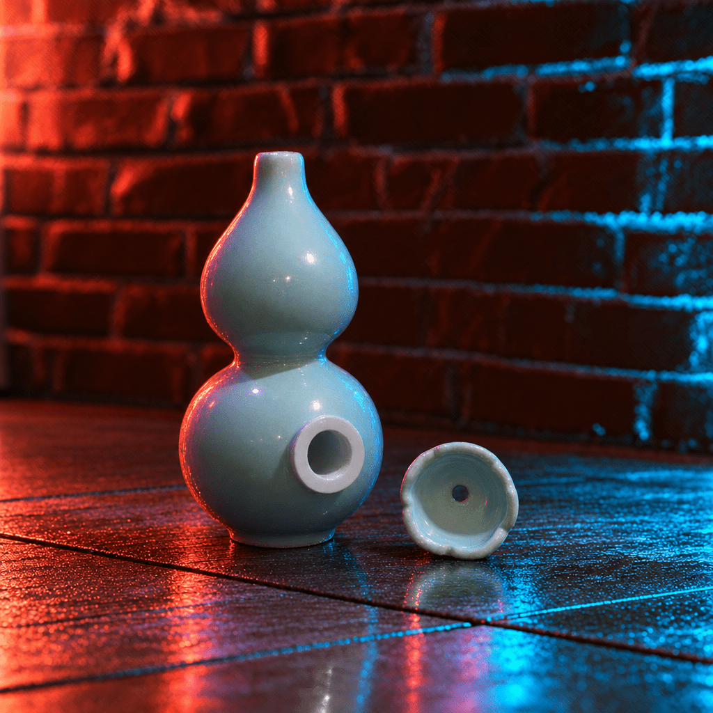 Potion Bottle Bong - Celadon Gourd Porcelain Water PipePotion Bottle Bong - Celadon Gourd Porcelain Water Pipe
