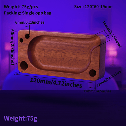 Premium Wooden Rolling TrayDimension details of a wooden rolling tray in millimeters and inches