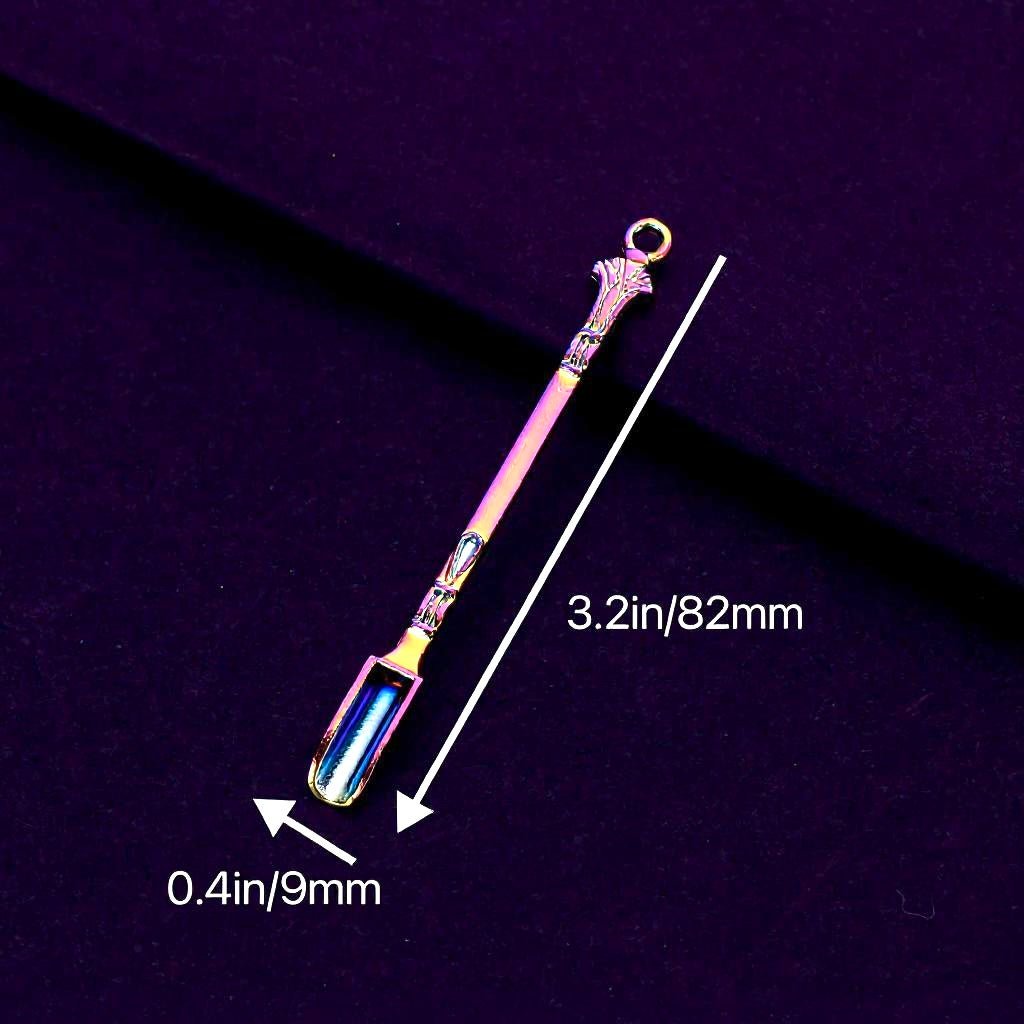 Rainbow Titanium Snuff Spoon – Mini Herb Scoop with Loop - Metallic skewer with decorative handle