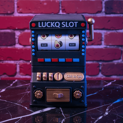 777 Jackpot Casino Novelty CrusherToy slot grinder with 'LUCKY SLOT' text against a brick wall background