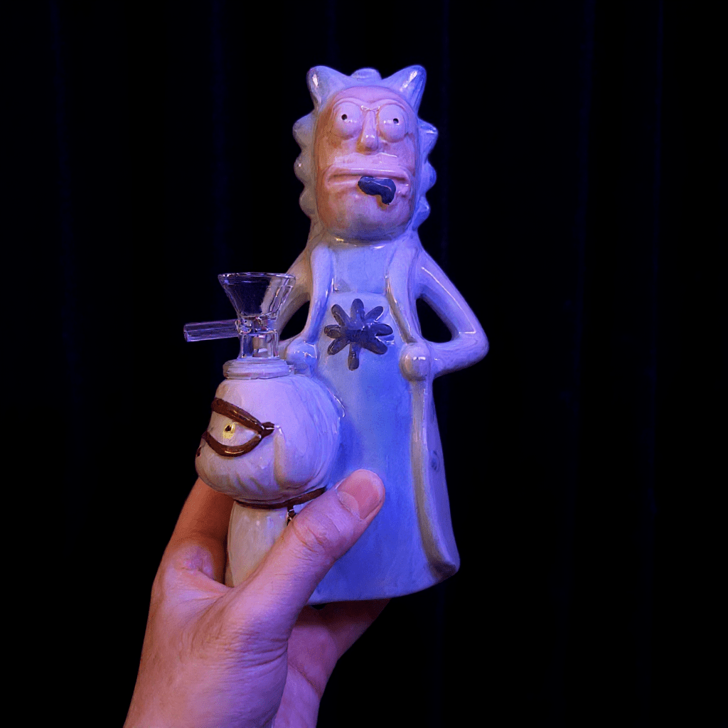 Rick Ceramic Bong – Funny Glazed Cartoon Smoking Water Pipe - Rick character bong for smoking, standing
