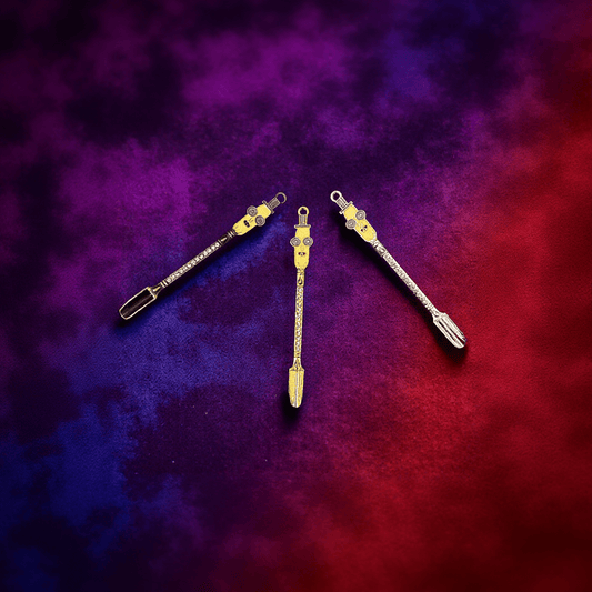 Robot Mini Spoon Set - head mini herb scoops on a colorful background – unique accessories for herb, tobacco, or stash blend
