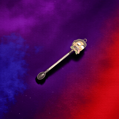 Zoned Out Mini Spoon SetMini herb spoon with black gemstone scoop and tongue - out cartoon face – compact scoop for herbs, spices, or dry blends