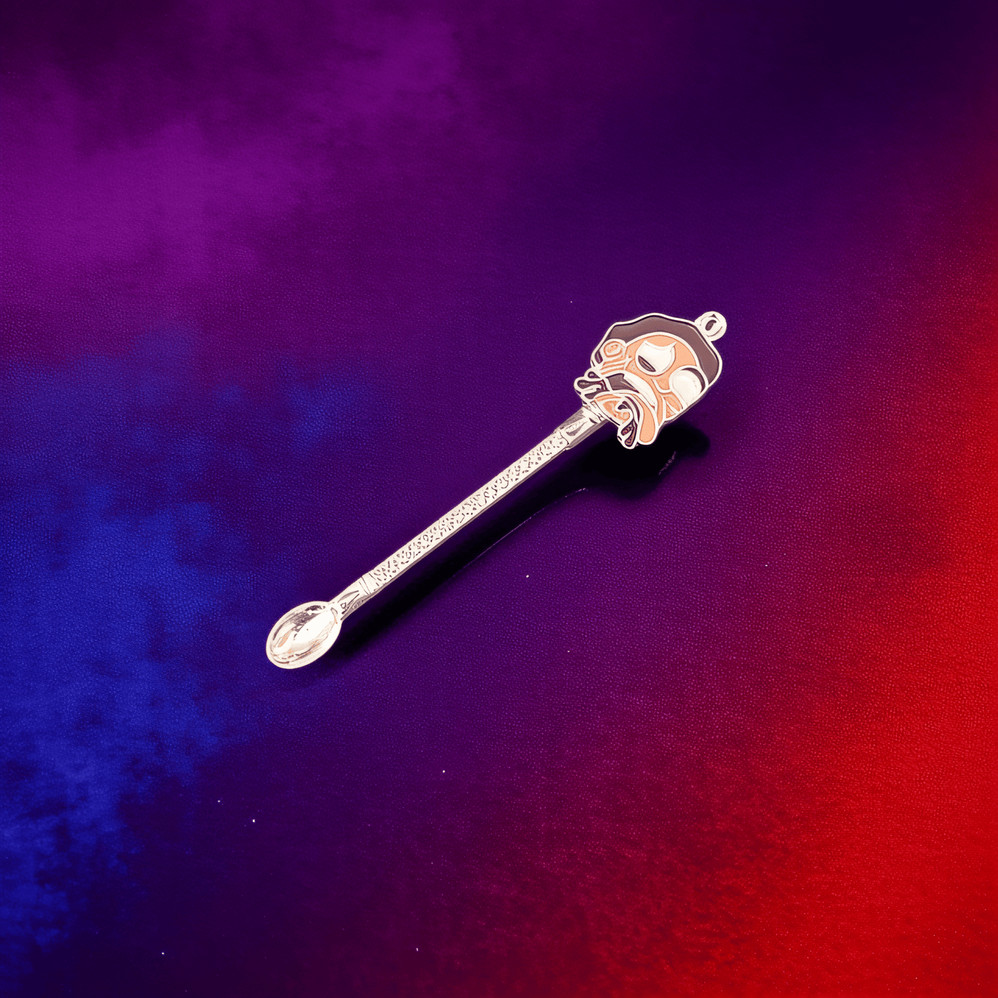 Zoned Out Mini Spoon SetSilver mini herb spoon with crystal scoop and enamel funny face handle – 3.5” tool for scooping dry herbs or tobacco