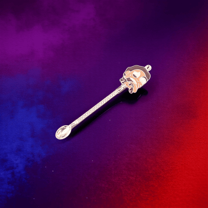 Zoned Out Mini Spoon SetSilver mini herb spoon with crystal scoop and enamel funny face handle – 3.5” tool for scooping dry herbs or tobacco